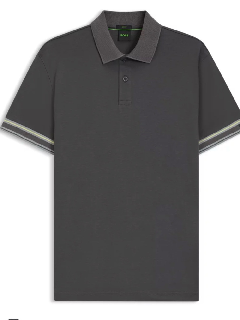 Boss STRIPE-CUFF POLO Slim Fit 2XL Dark Gray New